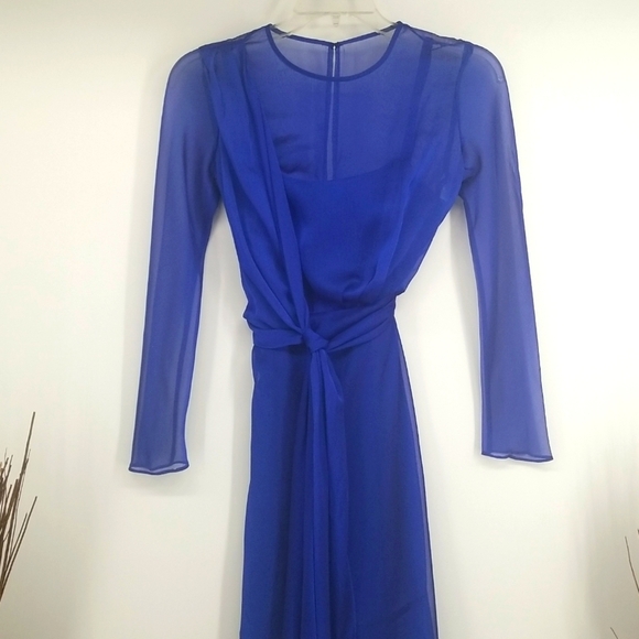 Jones New York Unique Sheer Wrap Dress with UnderSlip - Picture 1 of 12